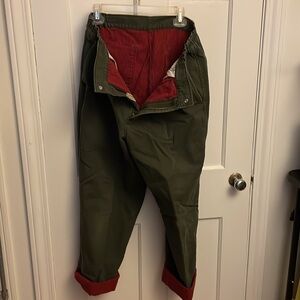 LL Bean Men’s red flannel lined cargo pants SOFT & Sturdy Lumberjack Cool L